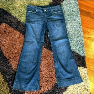 WHBM Chained Detailed Pocket Wide Leg Cuffed Jeans